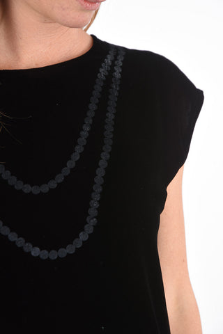 MM6 Top in Velluto con Stampe e Zip Posteriore