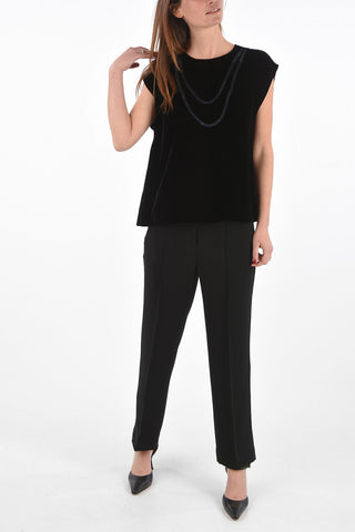 MM6 Top in Velluto con Stampe e Zip Posteriore
