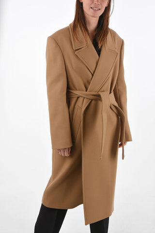 Wool and Cashmere Coat with Belt and Flush Pockets