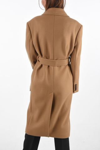 Wool and Cashmere Coat with Belt and Flush Pockets