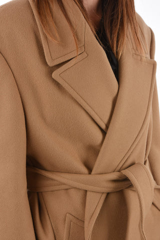 Wool and Cashmere Coat with Belt and Flush Pockets