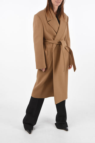 Wool and Cashmere Coat with Belt and Flush Pockets