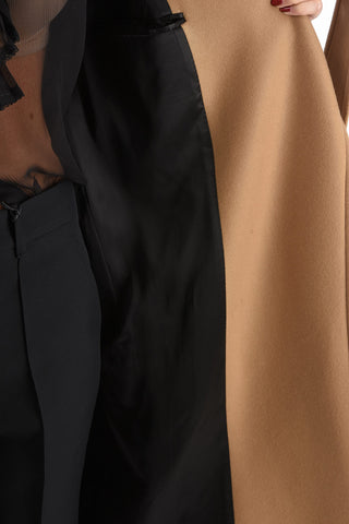 Wool and Cashmere Coat with Belt and Flush Pockets