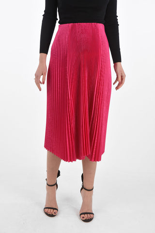 Pleated Skirt with Elastic Waistband and Back Zip
