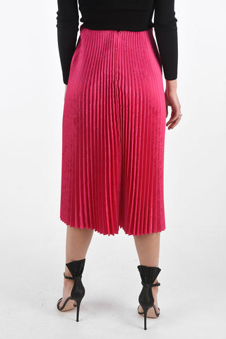 Pleated Skirt with Elastic Waistband and Back Zip