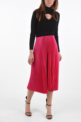 Pleated Skirt with Elastic Waistband and Back Zip
