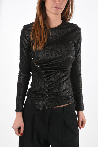 Crew Neck Asymmetric Sweater with Press Studs