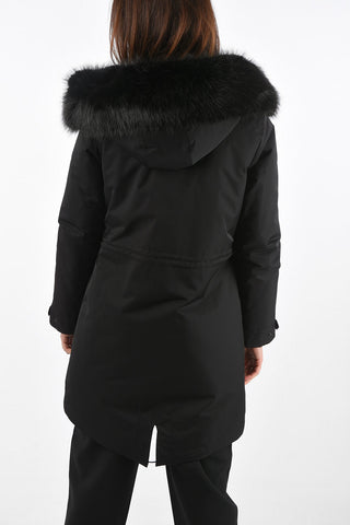 Padded Jacket with Eco-fur Lining and Hood