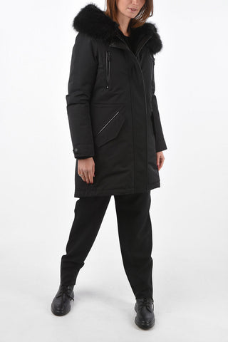 Padded Jacket with Eco-fur Lining and Hood