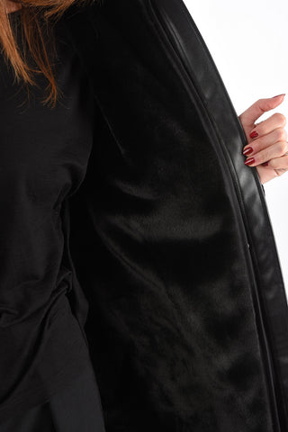 Padded Jacket with Eco-fur Lining and Hood