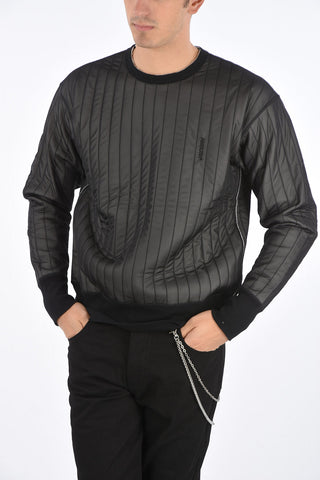 Crew Neck Quilted Sweatshirt with Embroidered Logo