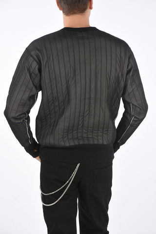 Crew Neck Quilted Sweatshirt with Embroidered Logo