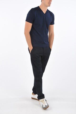 T-Shirt in Cotone Stretch con Collo a V