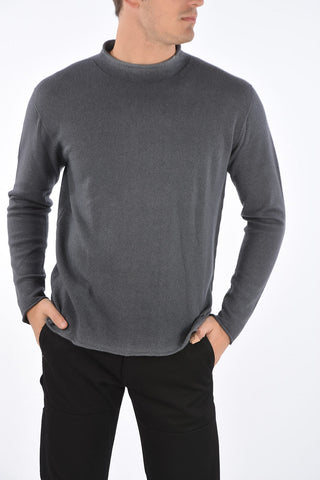 Crew Neck Cashmere Sweater with Raw-cut Edges