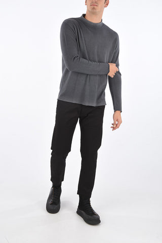 Crew Neck Cashmere Sweater with Raw-cut Edges