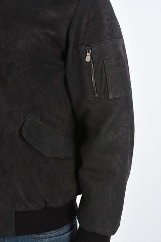 leather bomber with zip closure