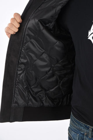 leather bomber with zip closure