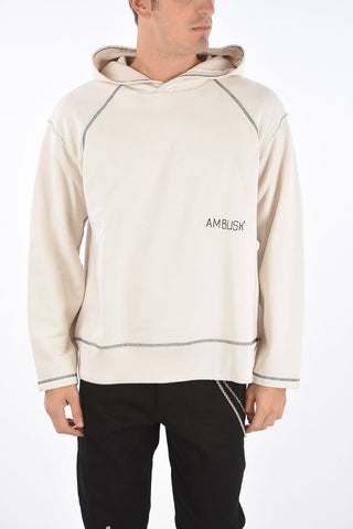 Brushed Hoodie with Contrasting Stitchings and Embroidered Logo