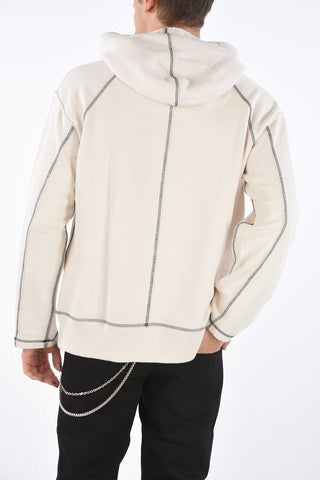 Brushed Hoodie with Contrasting Stitchings and Embroidered Logo
