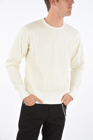 Crew Neck Quilted Sweatshirt with Embroidered Logo