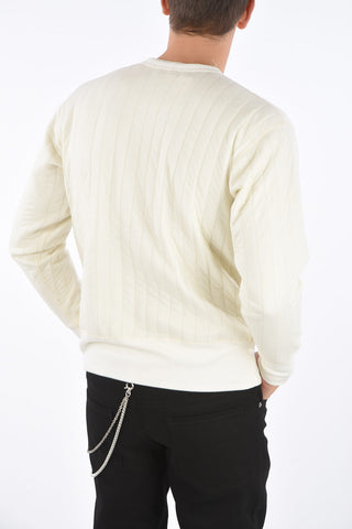Crew Neck Quilted Sweatshirt with Embroidered Logo