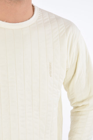 Crew Neck Quilted Sweatshirt with Embroidered Logo