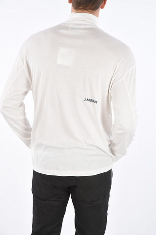 Turtleneck Cotton T-Shirt with Printed Logo