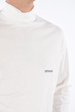 Turtleneck Cotton T-Shirt with Printed Logo
