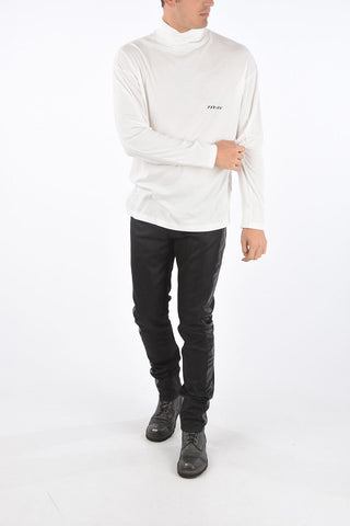 Turtleneck Cotton T-Shirt with Printed Logo