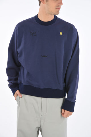 Crewneck Sweatshirt with Print and Embroidery