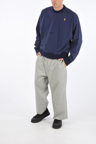Crewneck Sweatshirt with Print and Embroidery