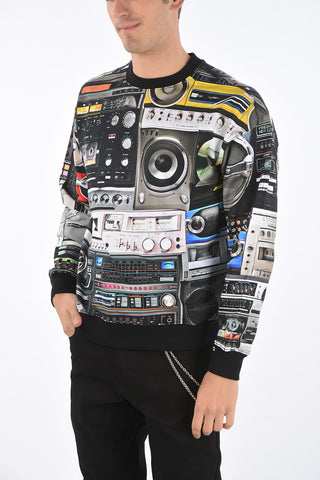 Crew Neck Brushed RADIO Sweatshirt with All-Over Prints