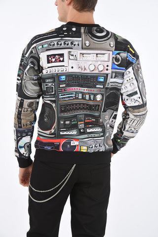 Crew Neck Brushed RADIO Sweatshirt with All-Over Prints