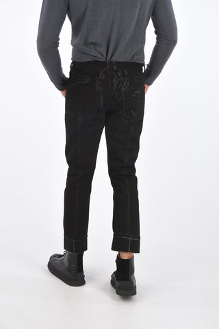 Stain Effect LOOSE FIT Denims with Cuffs