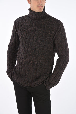 Edging Turtleneck Ribbed Pullover