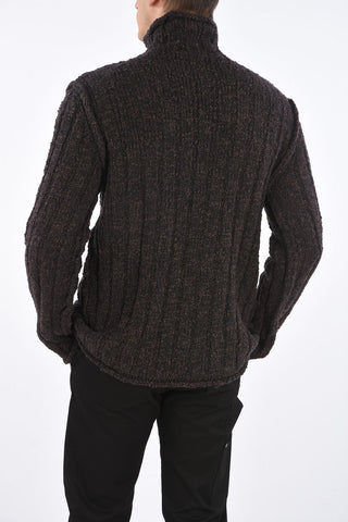 Edging Turtleneck Ribbed Pullover