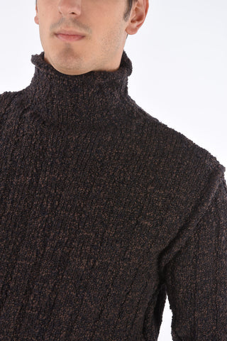 Edging Turtleneck Ribbed Pullover