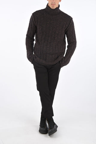 Edging Turtleneck Ribbed Pullover