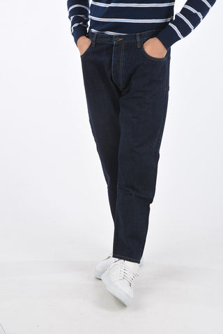 Jeans in Cotone 5 Tasche con Passanti e Targhetta con Logo