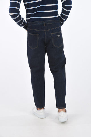 Jeans in Cotone 5 Tasche con Passanti e Targhetta con Logo