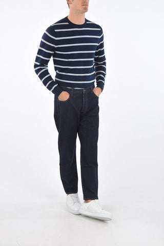 Jeans in Cotone 5 Tasche con Passanti e Targhetta con Logo