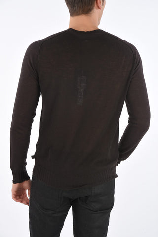 Crew Neck Cashmere Sweater with Ribbed Edges
