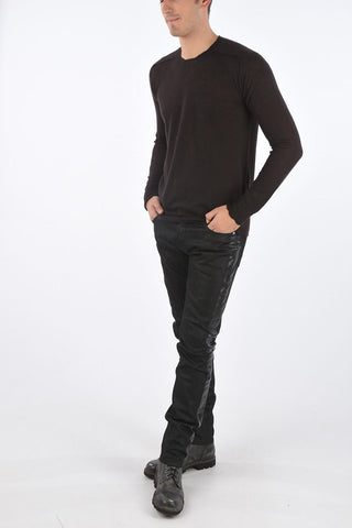 Crew Neck Cashmere Sweater with Ribbed Edges