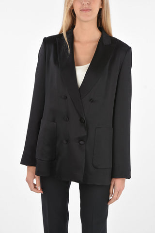 Double-breasted Silk GLAUCO Blazer with Peak Lapel
