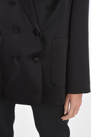Double-breasted Silk GLAUCO Blazer with Peak Lapel