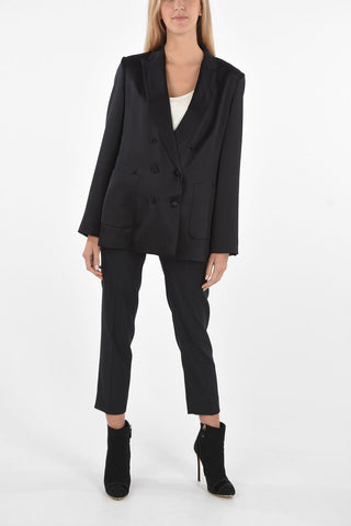 Double-breasted Silk GLAUCO Blazer with Peak Lapel
