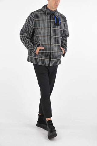 Cappotto District Check con Chiusura Bottoni e Velcro a Scomparsa