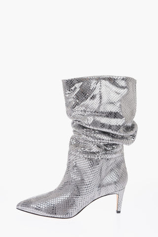6.5cm python print leather High heel boots