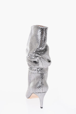 6.5cm python print leather High heel boots