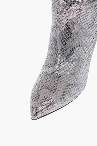 6.5cm python print leather High heel boots